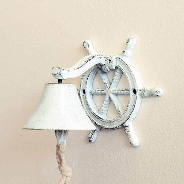 Liatinový nástenný zvonček Sea, biely