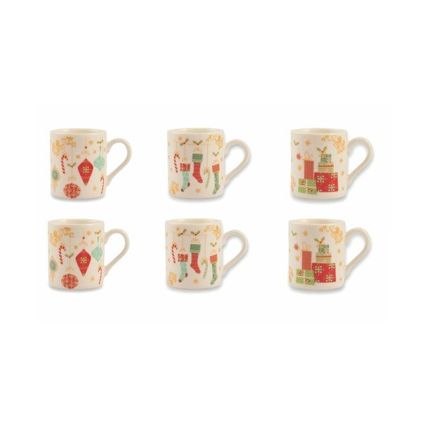 Sada 6 hrnčekov z kostného porcelánu Villa d'Este Sweet×mas Tazzine Caffe Albero