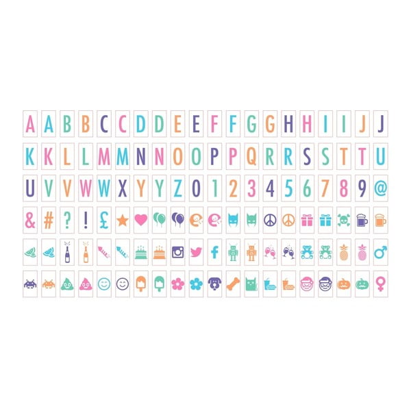 Sada 120 znakov pre svetelný box Gingersnap Colored Letters

