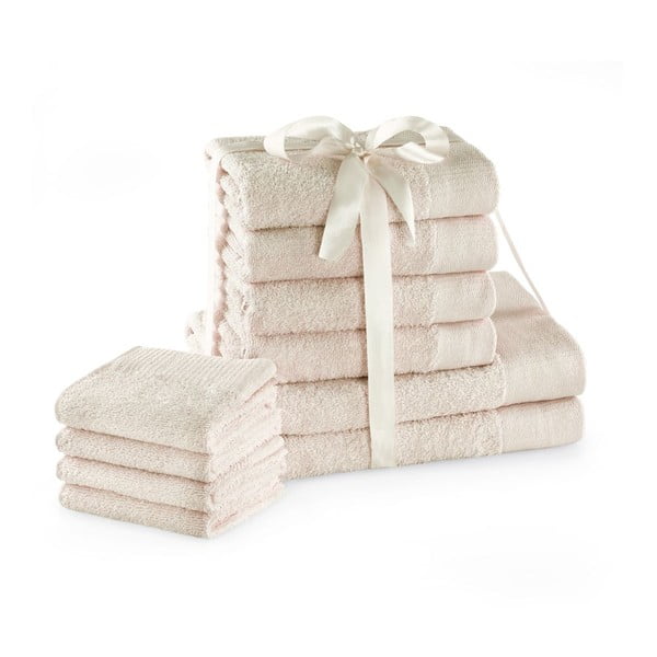 Krémovobiele froté bavlnené uteráky a osušky v súprave 10 ks Amari – Restilo