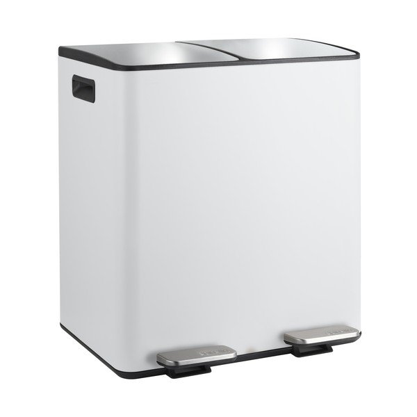 Matne biely oceľový odpadkový kôš 2x20 l na triedený odpad/nášľapný Aliya – Spirella
