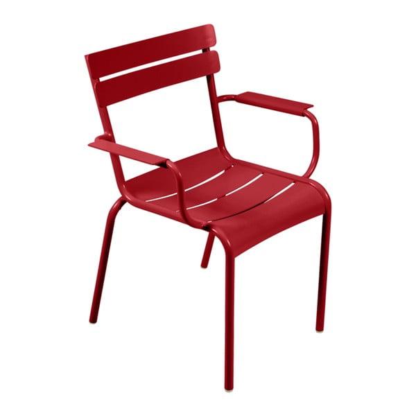 Červená záhradná stolička s opierkami Fermob Luxembourg