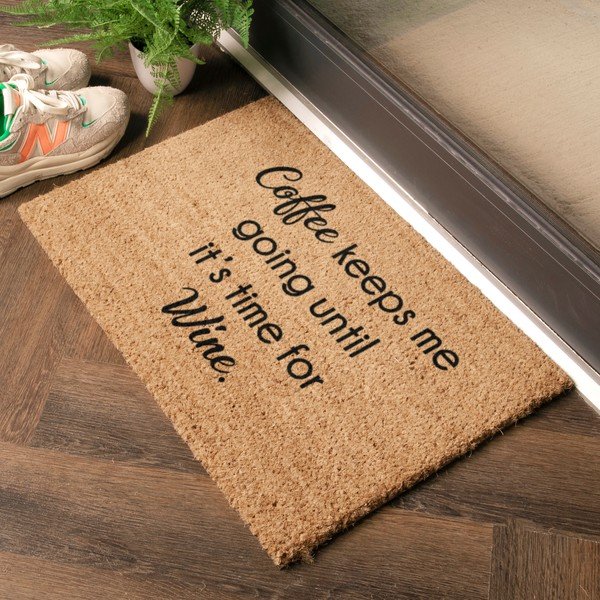 Rohožka z kokosového vlákna 40x60 cm Coffee Keeps Me Going – Artsy Doormats-image-1