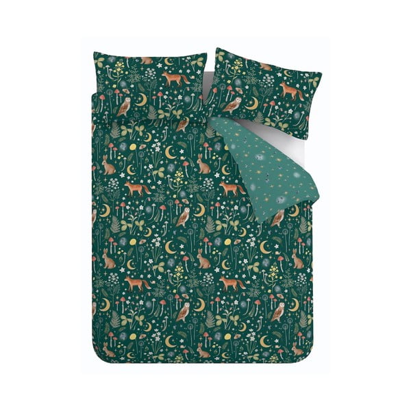 Tmavozelené obliečky na dvojlôžko 200x200 cm Enchanted Twilight – Catherine Lansfield