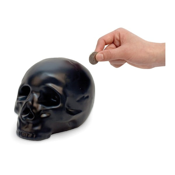 Čierna keramická pokladnička Kikkerland Coin Skull