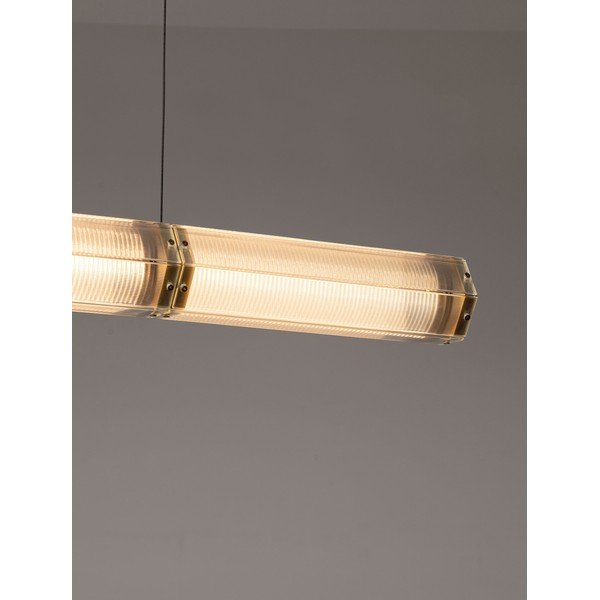 Oceľové LED závesné svietidlo so stmievačom v mosadznej farbe so skleneným tienidlom Essenzo – Nova Luce-image-4