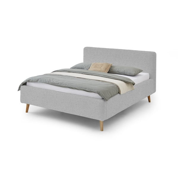 Sivá čalúnená dvojlôžková posteľ s úložným priestorom s roštom 180x200 cm Mattis - Meise Möbel