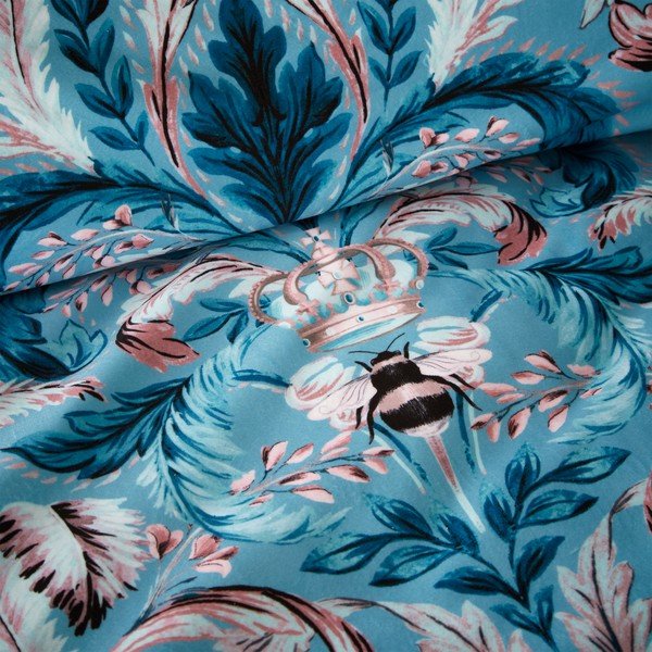 Modré damaškové obliečky na jednolôžko 135x200 cm Bridgeton - Catherine Lansfield-image-3