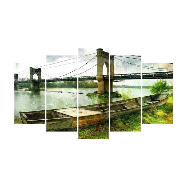 Viacdielny obraz na plátne Abandoned Boat and Bridge