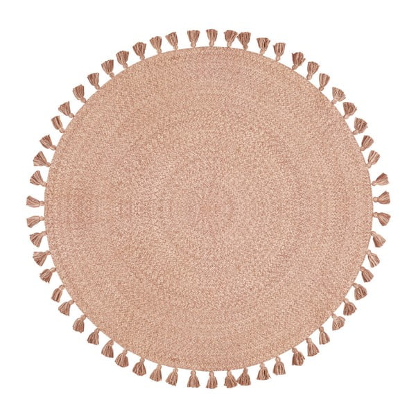 Ružový bavlnený koberec Nattiot, Ø 120 cm
