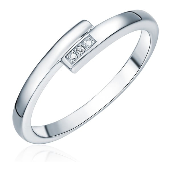 Strieborný prsteň s pravým diamantom Tess Diamonds Cornélie, veľ. 54 cm