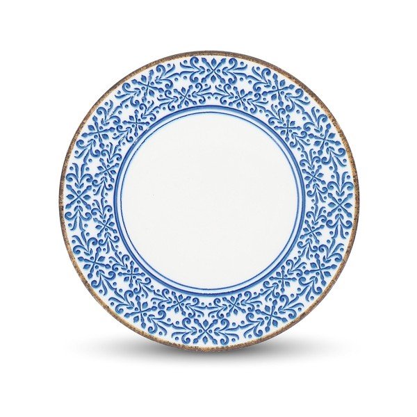 Biely/modrý porcelánový tanier ø 25 cm Azul – BonBistro