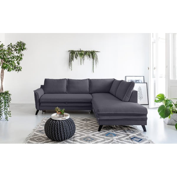 Antracitovosivá rozkladacia rohová pohovka Miuform Charming Charlie L, pravý roh-image-1