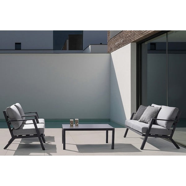 Sivý hliníkový záhradný lounge set pre 4 Harley – Bizzotto-image-2
