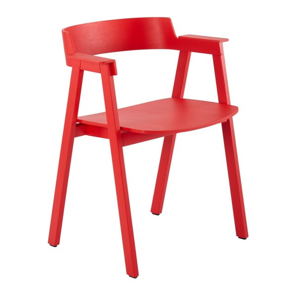 Červená jedálenská stolička s podrúčkami z dubového dreva Flip – Gazzda