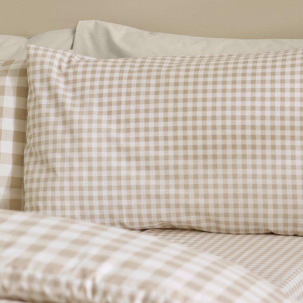 Béžové obliečky na jednolôžko 135x200 cm Bamford Gingham Check – Catherine Lansfield-image-4