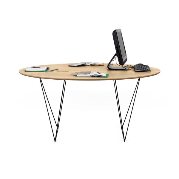 Jedálenský stôl v dekore dubového dreva s čiernym podnožím Symbiosis Row, ⌀ 150 cm-image-4