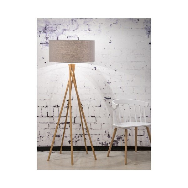 Stojacia lampa so svetlosivým tienidlom a konštrukciou z bambusu Good&Mojo Kilimanjaro-image-1