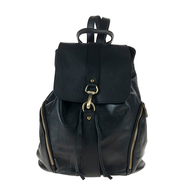 Čierny kožený batoh Giulia Bags Vania
