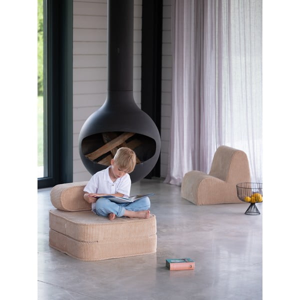 Svetlohnedé menčestrové detské kresielko Flip – Wigiwama-image-3