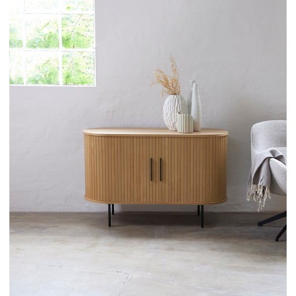 Komoda v dekore duba s posuvnými dverami v prírodnej farbe 120x76x45 cm Nola – Unique Furniture-image-1