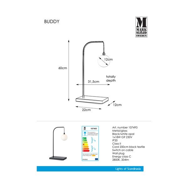 Čierna stolová lampa Markslöjd Buddy-image-2