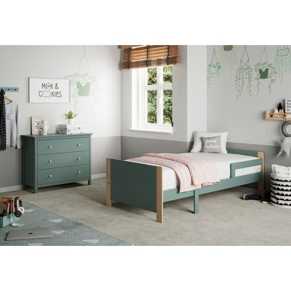 Nízka detská komoda z borovicového dreva v petrolejovej farbe 100x80 cm Max – Marckeric-image-1