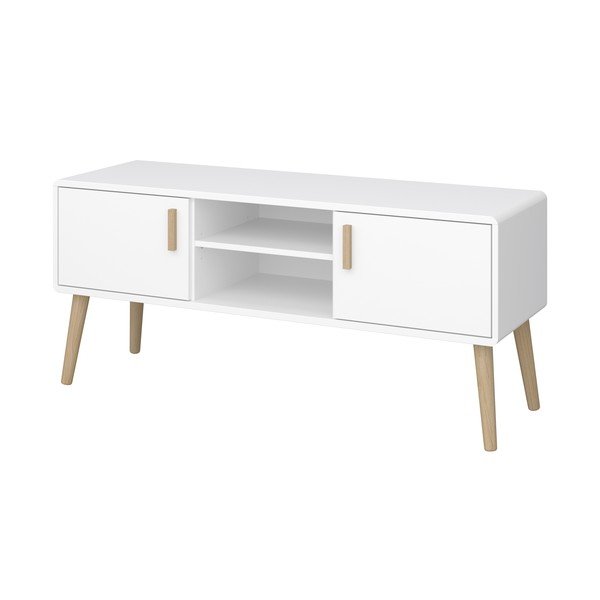 Biely TV stolík 125x56 cm Pavona - Tvilum-image-1