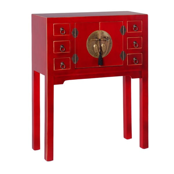 Červený konzolový stolík so 6 zásuvkami Ixia East