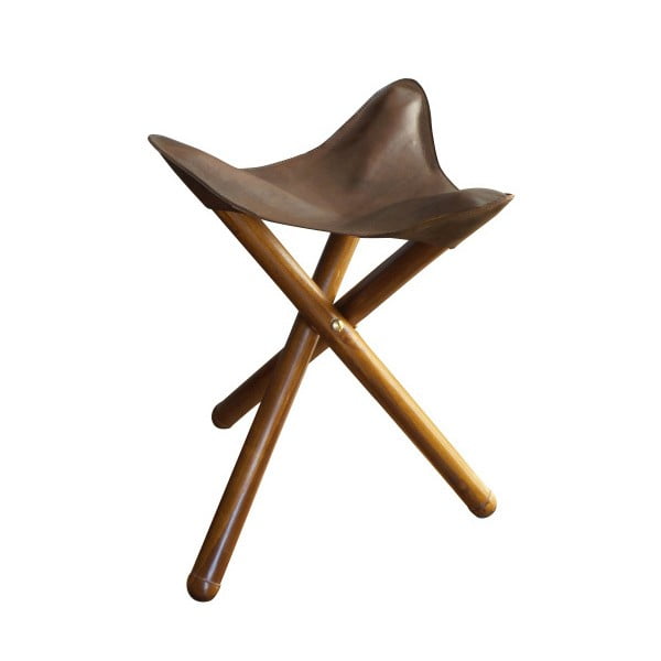 Stolička s konštrukciou z teakového dreva a koženým sedákom Orchidea Milano Safari
