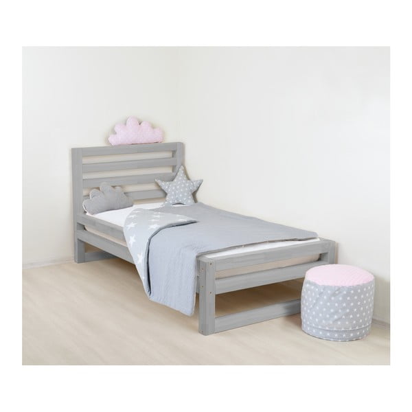 Detská sivá drevená jednolôžková posteľ Benlemi DeLuxe, 180 x 90 cm