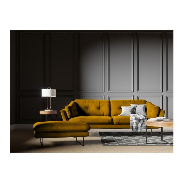 Žltý puf so zamatovým poťahom Windsor & Co Sofas Gravity-image-3