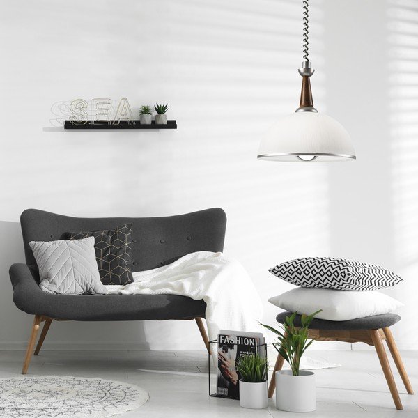 Závesné svietidlo v strieborno-tmavohnedej farbe so skleneným tienidlom ø 30 cm Ciara – LAMKUR-image-2