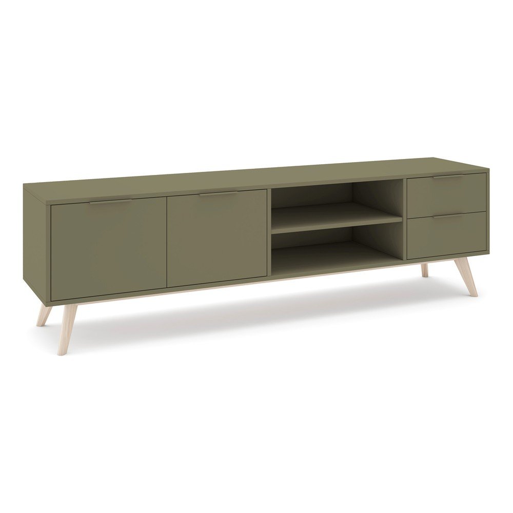 E-shop Zelený matný TV stolík 180x53x40 cm Campus – Marckeric