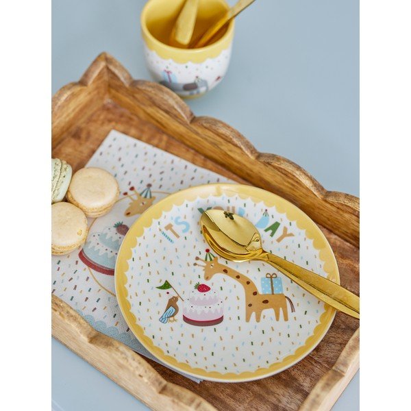 Žltý/krémovobiely kameninový detský tanier ø 16 cm Celebrate – Bloomingville Mini-image-1
