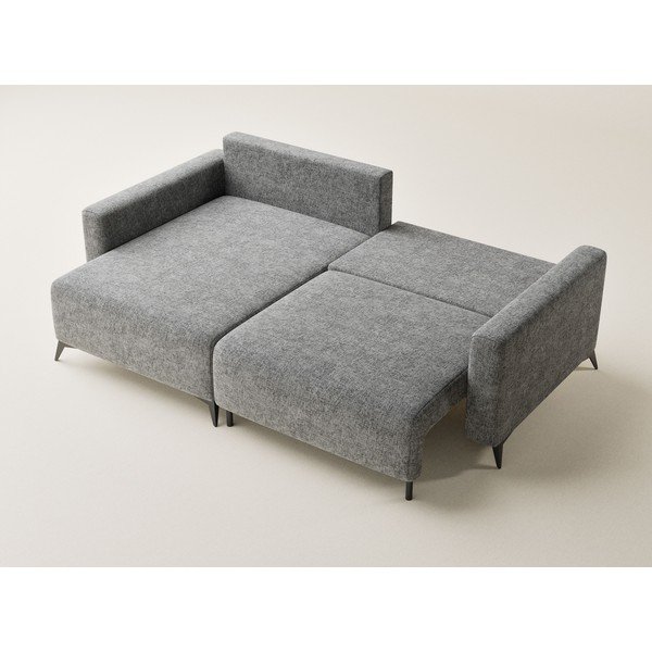 Sivá ženilková rozkladacia/s úložným priestorom rohová pohovka (ľavý roh/s leňoškou) Leon – Maison de Rêve-image-3