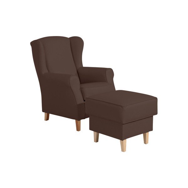 Tmavohnedá podnožka z imitácie kože Max Winzer Lorris Leather Brown-image-1