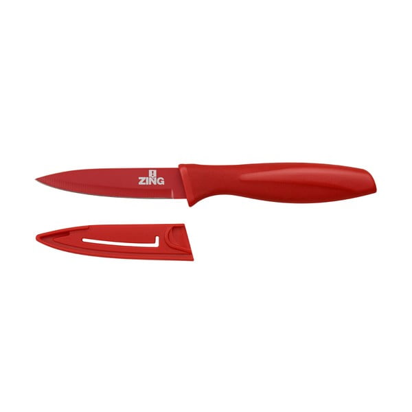 Červený nôž s krytom Premier Housowares Zing, 8,9 cm