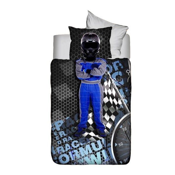 Modré obliečky Racer, 100x150 cm