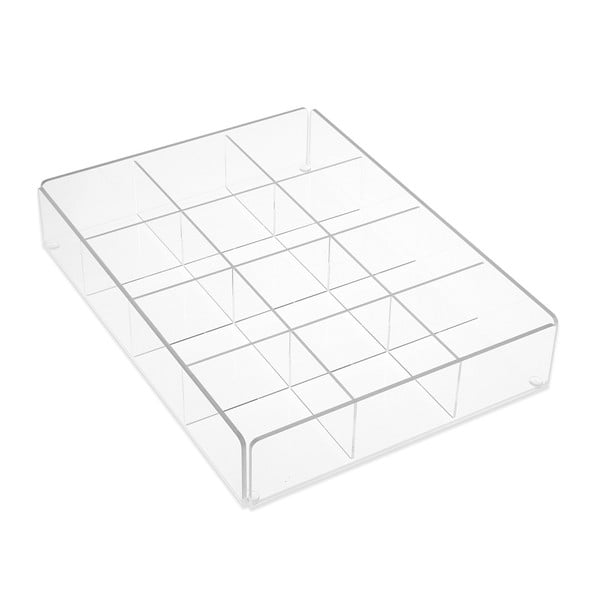 Priehľadný úložný box s priehradkami Versa Multi White Tray