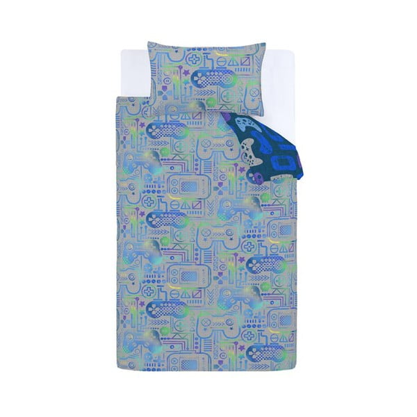 Modro-sivé detské obliečky na jednolôžko z mikrovlákna 135x200 cm Gamer – Catherine Lansfield