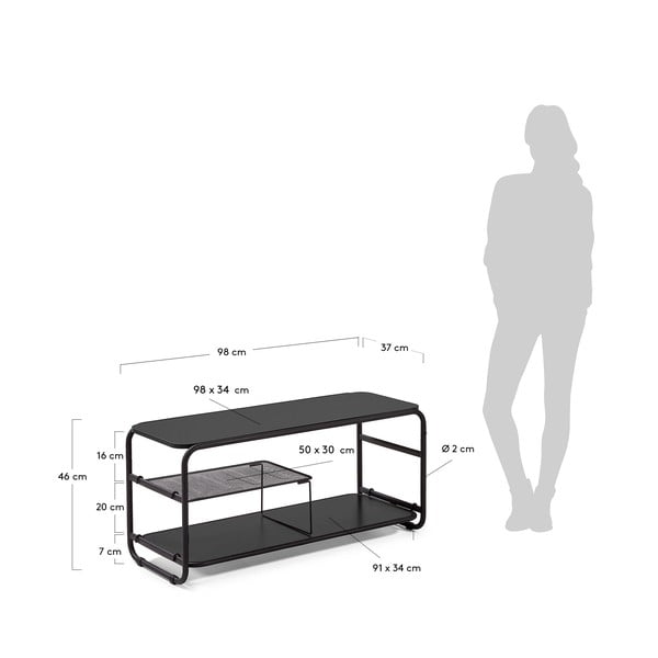 Čierny televízny stolík Kave Home Academy, 98 × 46 cm-image-4