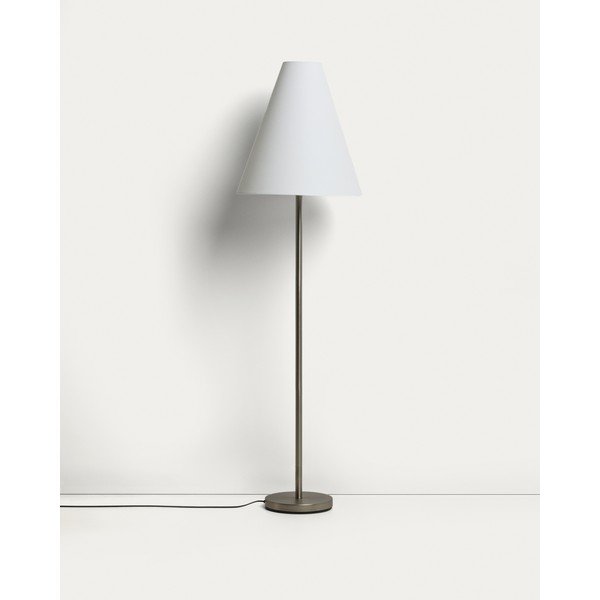 Stojacia lampa v striebornej farbe s textilným tienidlom (výška  153 cm) Navat – Kave Home-image-3