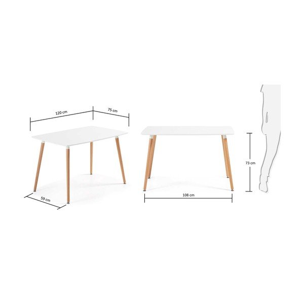 Jedálenský stôl z bukového dreva Kave Home Daw, 120 x 75 cm-image-3