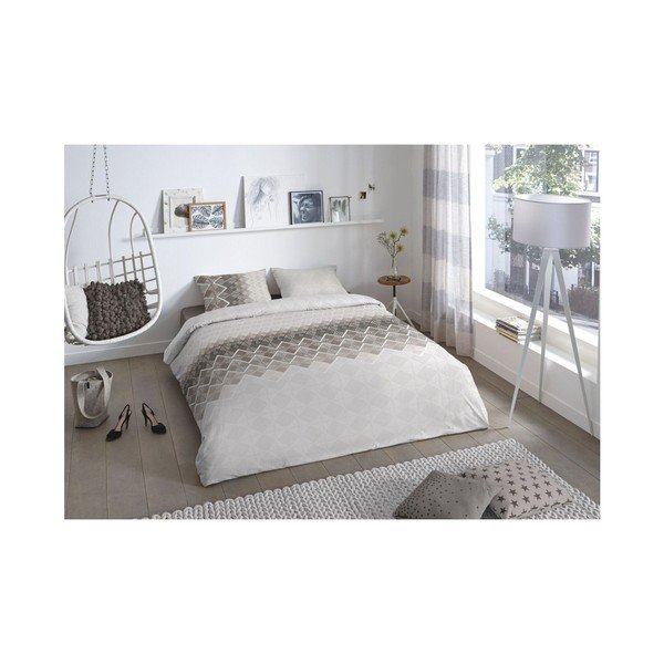 Sivo-hnedé obliečky na dvojlôžko z bavlny Good Morning Abigale Taupe, 200 × 200 cm-image-1