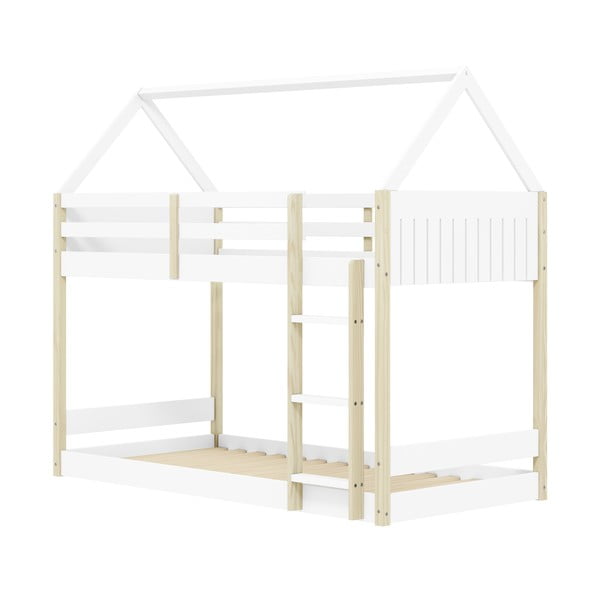 Domčeková poschodová detská posteľ v bielo-prírodnej farbe 90x190 cm Valka – Marckeric-image-2