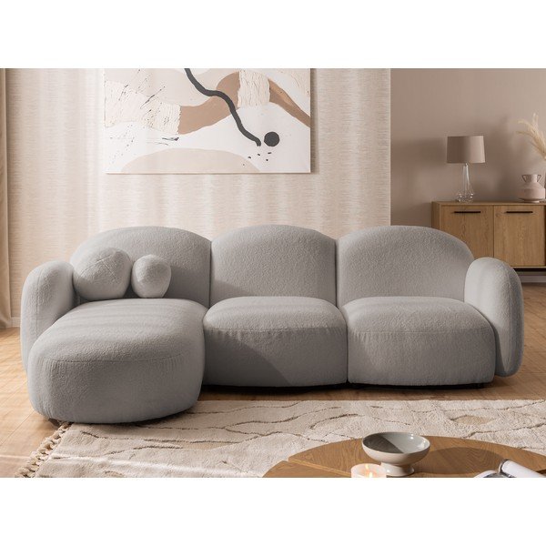 Sivá rohová pohovka z textílie buklé (ľavý roh/s leňoškou) Orbit – Ropez-image-1