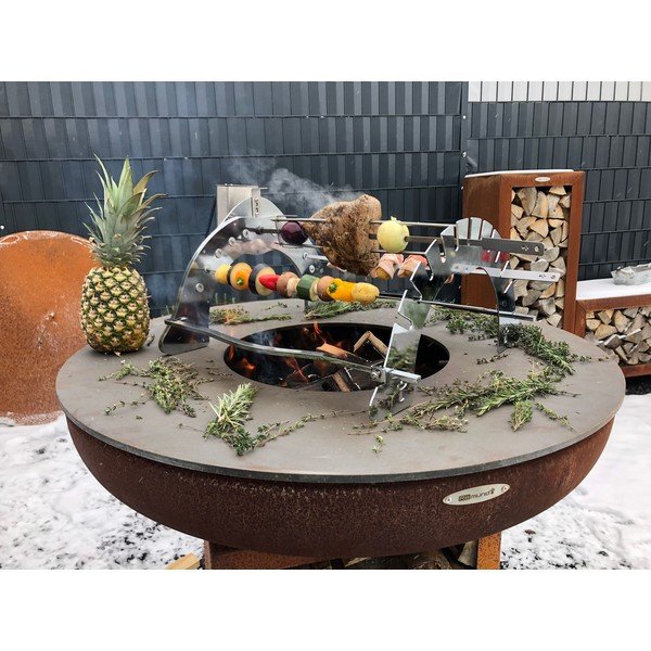 Hnedý vonkajší gril na drevo Remundi Carus M, ø 82 cm-image-4