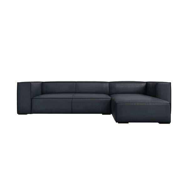 Tmavomodrá kožená rohová pohovka (pravý roh) Madame – Windsor & Co Sofas