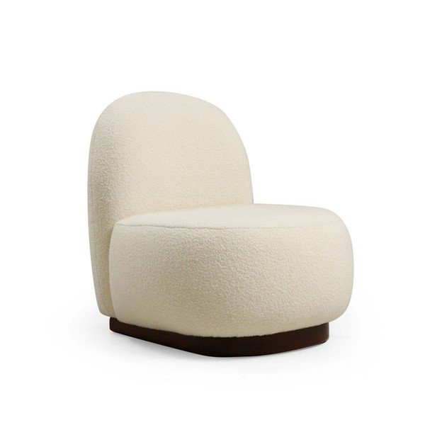 Biele kreslo z textílie buklé Tina – Artie